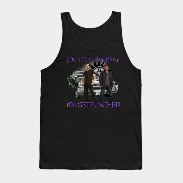 You Steal My Baby You Get Punched Dean quotes impala supernatural Tank Top by Glitterwarriordesigns